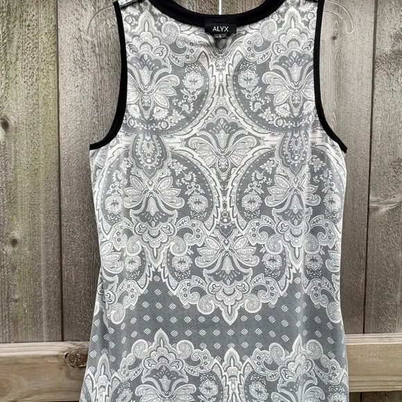 ALYX L sleeveless black & white polyester and spandex blouse top - Picture 4 of 11